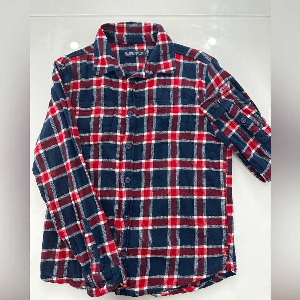 INDUSTRY flannel, red, white, & blue. Size:M